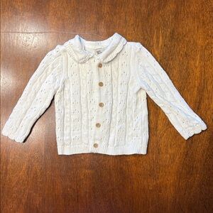 6 Month Girl, Off-White Cable Knit Cardigan, baby B’gosh